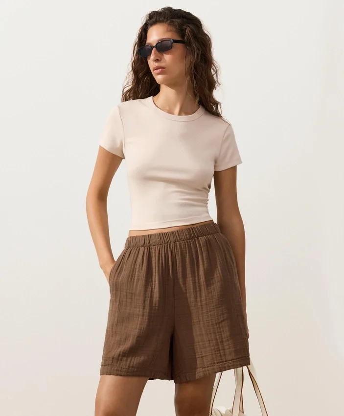 Pantaloni scurți tip bermuda din 100% bumbac Pantaloni scurți tip bermuda din 100% bumbac