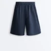 Pantaloni scurți tip bermuda din 100% bumbac Pantaloni scurți tip bermuda din 100% bumbac