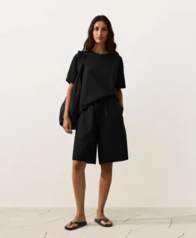 Pantaloni scurți tip bermuda midi din 100% in Pantaloni scurți tip bermuda midi din 100% in