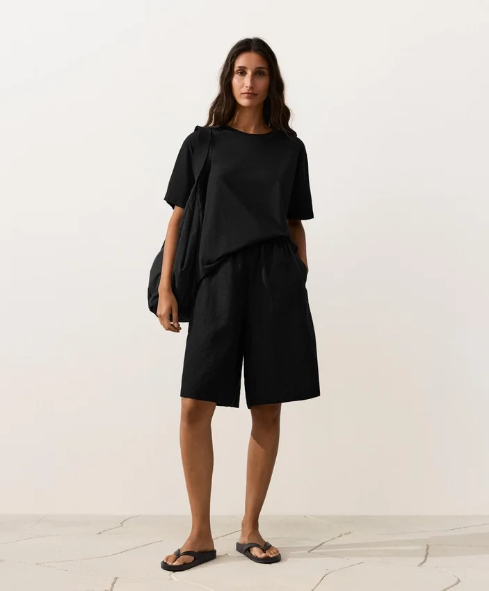 Pantaloni scurți tip bermuda midi din 100% in Pantaloni scurți tip bermuda midi din 100% in