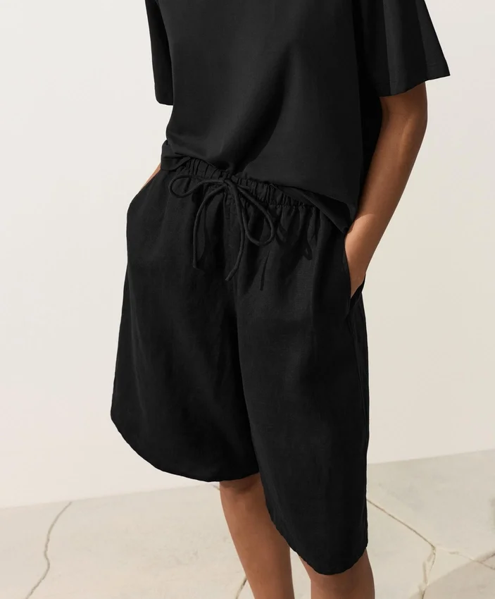 Pantaloni scurți tip bermuda midi din 100% in Pantaloni scurți tip bermuda midi din 100% in