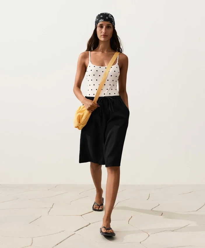 Pantaloni scurți tip bermuda midi din 100% in Pantaloni scurți tip bermuda midi din 100% in