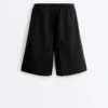 Pantaloni scurți tip bermuda midi din 100% in Pantaloni scurți tip bermuda midi din 100% in