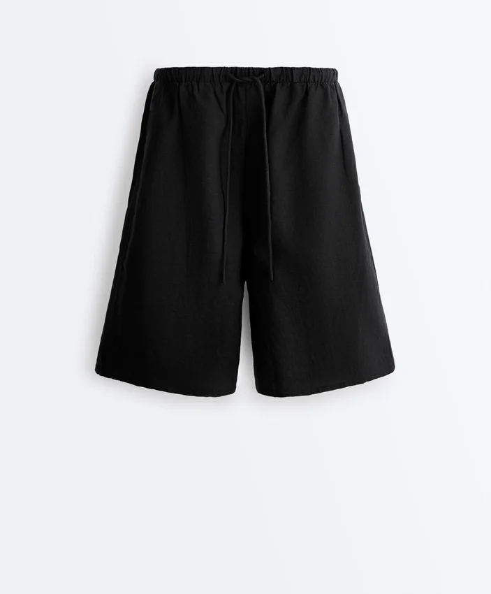 Pantaloni scurți tip bermuda midi din 100% in Pantaloni scurți tip bermuda midi din 100% in