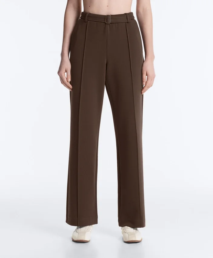 Pantaloni slim din piqué cu talie joasă, din bumbac Pantaloni slim din piqué cu talie joasă, din bumbac