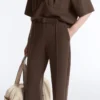 Pantaloni slim din piqué cu talie joasă, din bumbac Pantaloni slim din piqué cu talie joasă, din bumbac