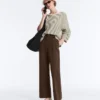 Pantaloni slim din piqué cu talie joasă, din bumbac Pantaloni slim din piqué cu talie joasă, din bumbac