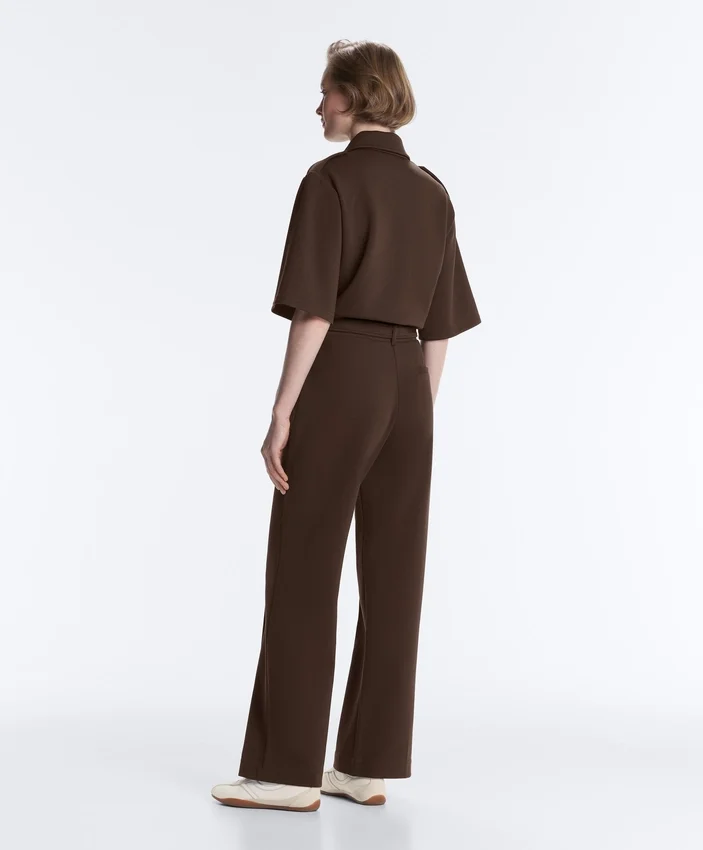 Pantaloni slim din piqué cu talie joasă, din bumbac Pantaloni slim din piqué cu talie joasă, din bumbac