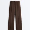 Pantaloni slim din piqué cu talie joasă, din bumbac Pantaloni slim din piqué cu talie joasă, din bumbac