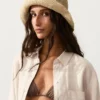 Pălărie tip bucket împletită cu efect de rafie Pălărie tip bucket împletită cu efect de rafie
