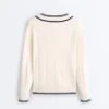 Pulover din tricot cu decolteu în V în culori contrastante Pulover din tricot cu decolteu în V în culori contrastante