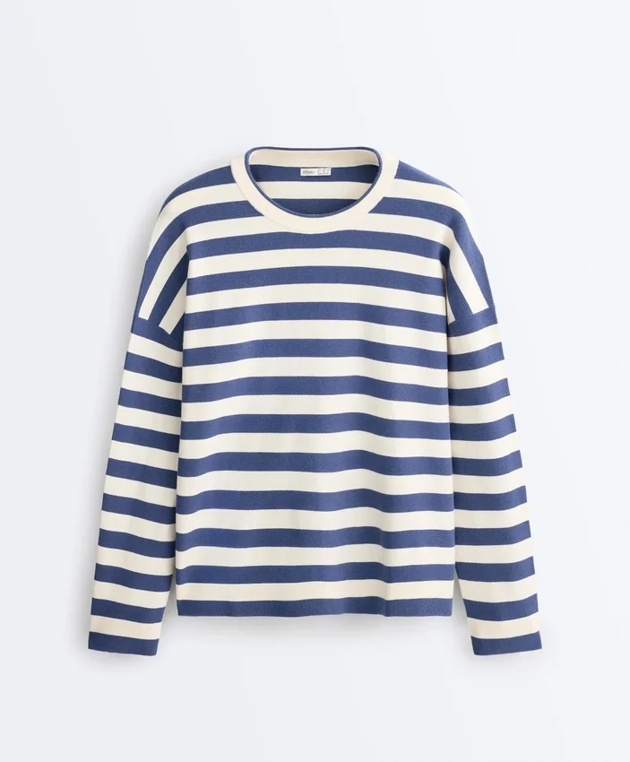 Pulover din tricot cu dungi Pulover din tricot cu dungi