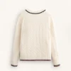 Pulover din tricot cu guler în V și mini-cabluri Pulover din tricot cu guler în V și mini-cabluri