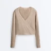 Pulover din tricot cu nervuri încrucișate Pulover din tricot cu nervuri încrucișate