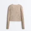 Pulover din tricot cu nervuri încrucișate Pulover din tricot cu nervuri încrucișate