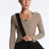 Pulover din tricot fin cu nervuri Pulover din tricot fin cu nervuri