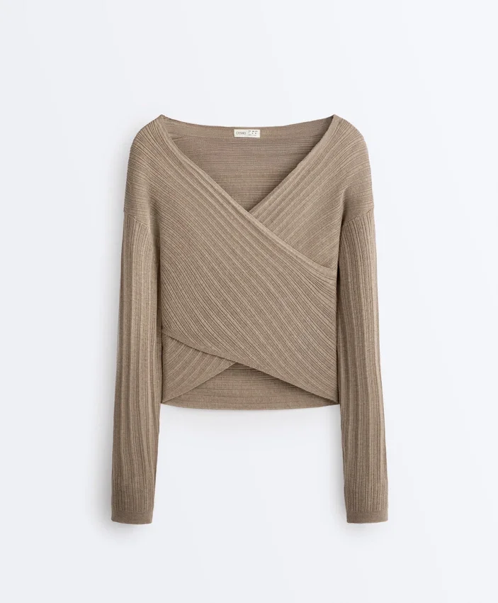 Pulover din tricot fin cu nervuri Pulover din tricot fin cu nervuri