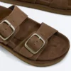 Sandale cu platformă din piele divizată cu cataramă Sandale cu platformă din piele divizată cu cataramă