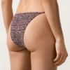 Slip de bikini cu acoperire medie, cu șnururi și țesătură smock Slip de bikini cu acoperire medie, cu șnururi și țesătură smock