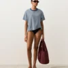 Slip de bikini cu talie înaltă și acoperire medie, cu decupaj în U Slip de bikini cu talie înaltă și acoperire medie, cu decupaj în U