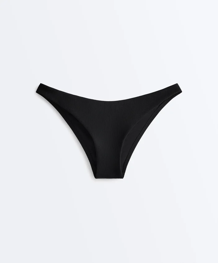 Slip de bikini cu talie înaltă și acoperire medie, cu decupaj în U Slip de bikini cu talie înaltă și acoperire medie, cu decupaj în U