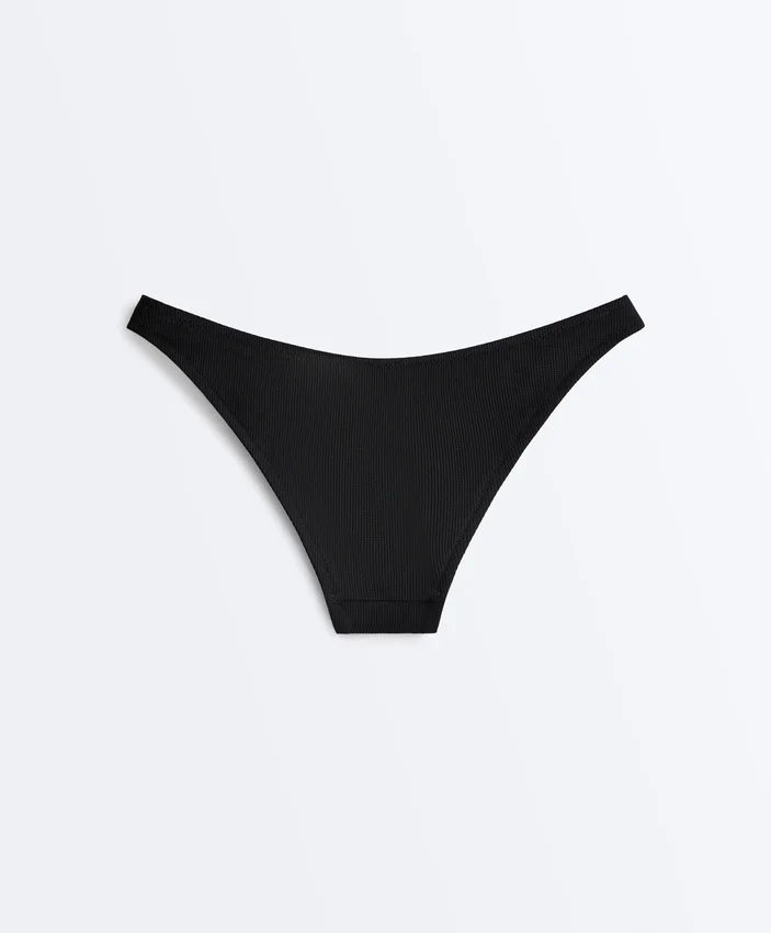 Slip de bikini cu talie înaltă și acoperire medie, cu decupaj în U Slip de bikini cu talie înaltă și acoperire medie, cu decupaj în U
