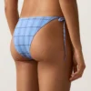 Slip de bikinis cu acoperire medie, cu imprimeu în carouri și legături Slip de bikinis cu acoperire medie, cu imprimeu în carouri și legături