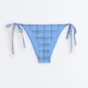 Slip de bikinis cu acoperire medie, cu imprimeu în carouri și legături Slip de bikinis cu acoperire medie, cu imprimeu în carouri și legături
