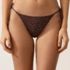 Slip de bikinis cu acoperire medie, imprimeu leopard și legături Slip de bikinis cu acoperire medie, imprimeu leopard și legături