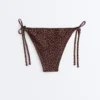 Slip de bikinis cu acoperire medie, imprimeu leopard și legături Slip de bikinis cu acoperire medie, imprimeu leopard și legături