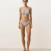 Slip de chiloți de bikini cu decupaj în U, acoperire medie, din țesătură jacquard cu buline Slip de chiloți de bikini cu decupaj în U, acoperire medie, din țesătură jacquard cu buline