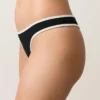 Slip tanga cu decupaj în U și bordură contrastantă Slip tanga cu decupaj în U și bordură contrastantă
