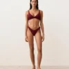 Slipuri braziliene cu decupaj în U din țesătură jacquard cu mini-carouri Slipuri braziliene cu decupaj în U din țesătură jacquard cu mini-carouri