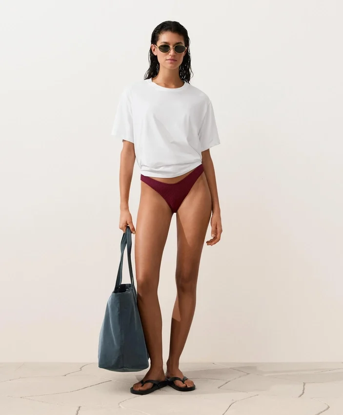 Slipuri braziliene cu decupaj în U din țesătură jacquard cu mini-carouri Slipuri braziliene cu decupaj în U din țesătură jacquard cu mini-carouri
