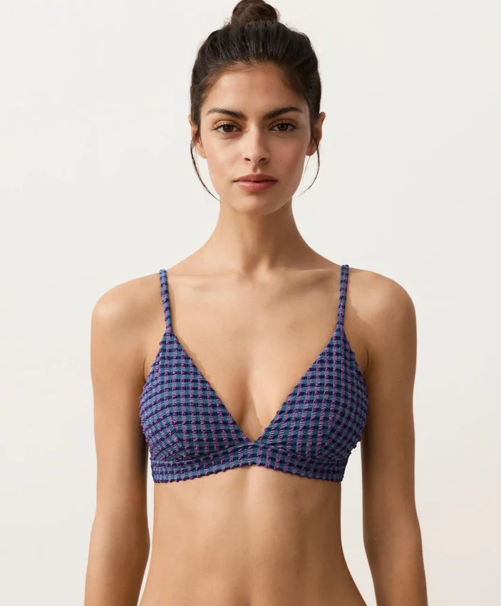 Sutien de bikini triunghiular în carouri Sutien de bikini triunghiular în carouri