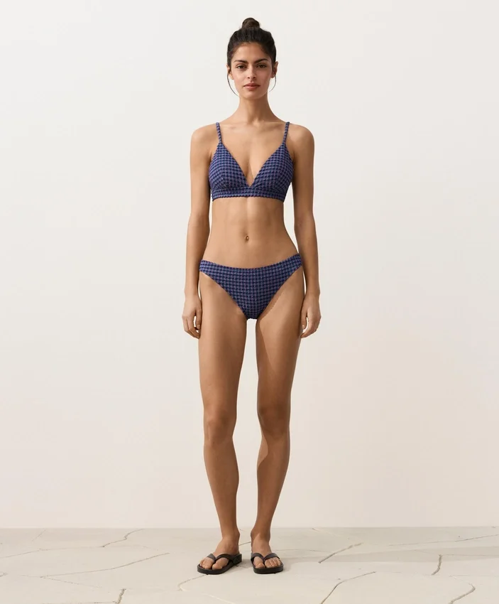Sutien de bikini triunghiular în carouri Sutien de bikini triunghiular în carouri