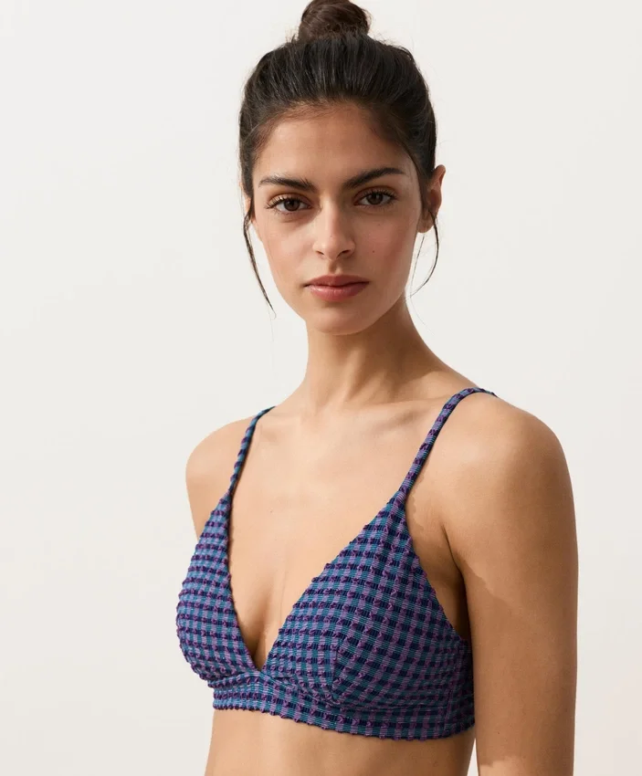 Sutien de bikini triunghiular în carouri Sutien de bikini triunghiular în carouri