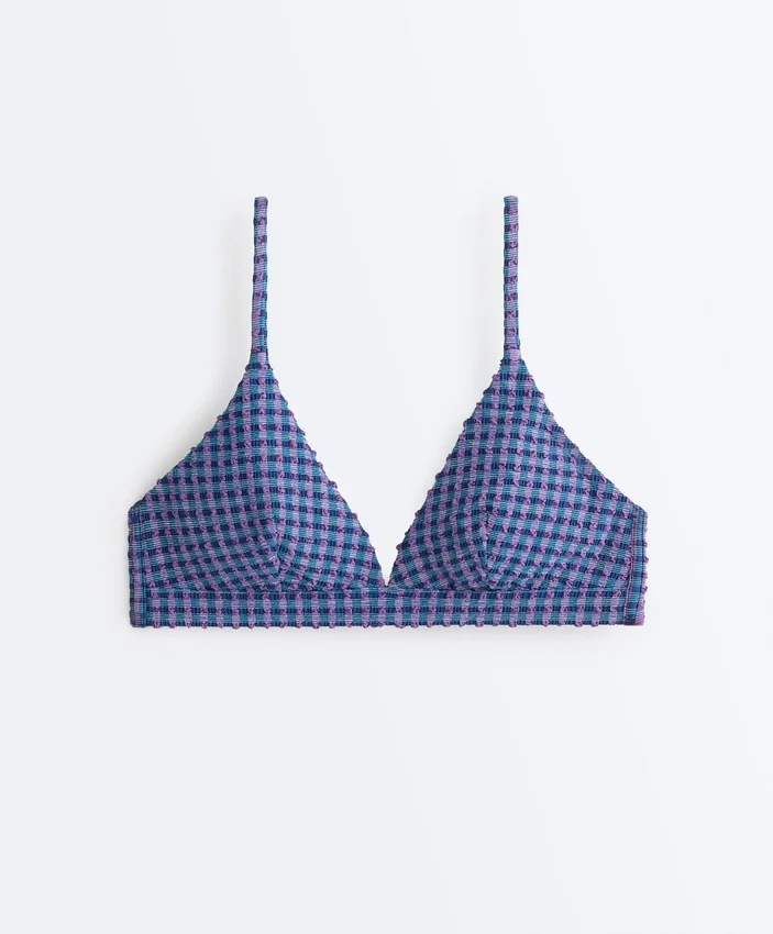 Sutien de bikini triunghiular în carouri Sutien de bikini triunghiular în carouri