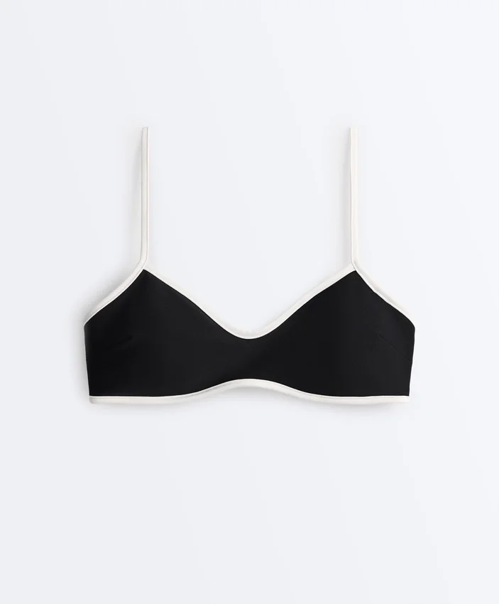 Top de bikini cu bordură contrastantă Top de bikini cu bordură contrastantă