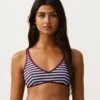 Top de bikini cu bretele, texturat, în dungi Top de bikini cu bretele, texturat, în dungi
