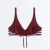 Top de bikini cu bretele, texturat, în dungi Top de bikini cu bretele, texturat, în dungi