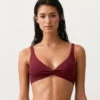 Top de bikini cu gât halter din țesătură Jacquard cu carouri mini