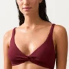 Top de bikini cu gât halter din țesătură Jacquard cu carouri mini