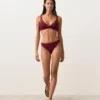 Top de bikini cu gât halter din țesătură Jacquard cu carouri mini