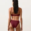 Top de bikini cu gât halter din țesătură Jacquard cu carouri mini