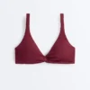 Top de bikini cu gât halter din țesătură Jacquard cu carouri mini
