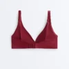 Top de bikini cu gât halter din țesătură Jacquard cu carouri mini