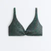 Top de bikini cu gât halter în carouri Top de bikini cu gât halter în carouri
