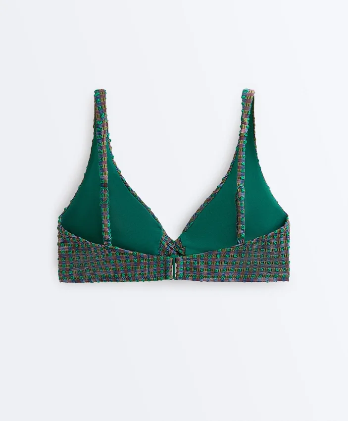 Top de bikini cu gât halter în carouri Top de bikini cu gât halter în carouri