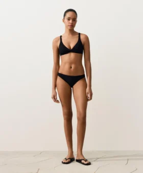 Top de bikini cu gât în V și legături la spate, din piqué Top de bikini cu gât în V și legături la spate, din piqué